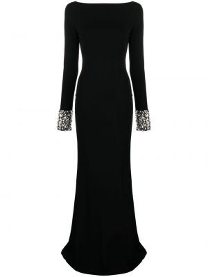 Viskózové večerní šaty s otevřenými zády Alexander Mcqueen - černá
