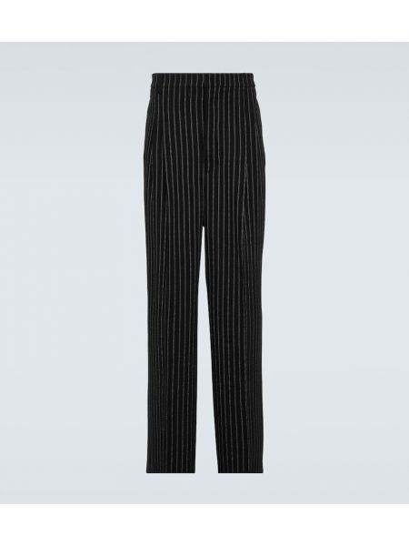Pantaloni dritti di lana a righe Ami Paris nero