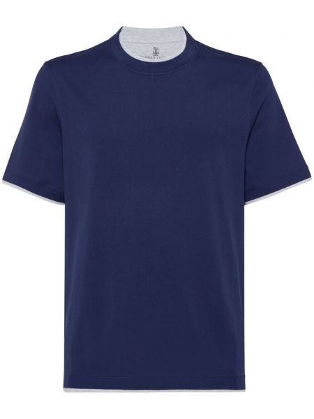 Μπλούζα με στρογγυλή λαιμόκοψη Brunello Cucinelli μπλε