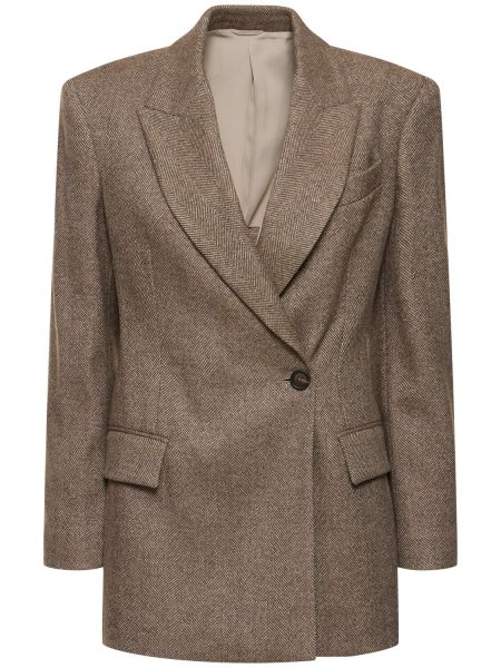 Blazer i ull med fiskbensmönster Brunello Cucinelli brun