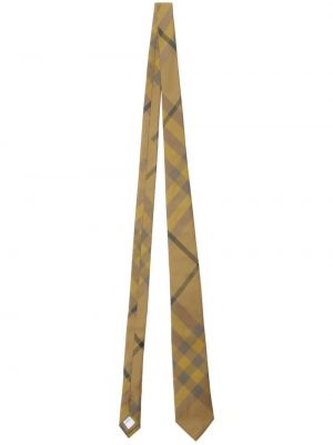 Kostkovaná hedvábná kravata Burberry žlutá