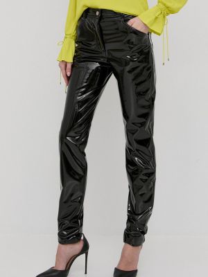 Bavlněné přiléhavé kalhoty s vysokým pasem Victoria Beckham - černá
