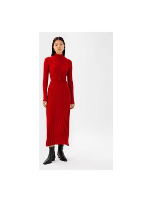 Falda midi de lana de lana merino de punto Ivy Oak rojo