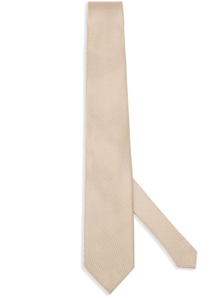 Žakardinis šilkinis kaklaraištis Tom Ford smėlinė