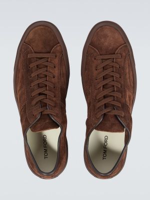Sneakers in pelle scamosciata Tom Ford marrone