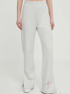 Spodnie sportowe bawełniane z nadrukiem Calvin Klein Jeans szare