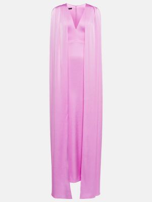 Vestido largo de raso de crepé Alex Perry rosa