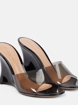 Sandales en cuir à talons compensés Gianvito Rossi noir