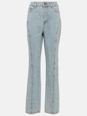Прямые джинсы с высокой талией Self-portrait синие