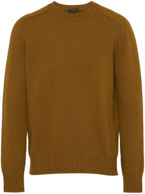 Sweter z okrągłym dekoltem Prada brązowy