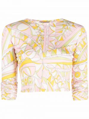 Trykt crop top Pucci rosa