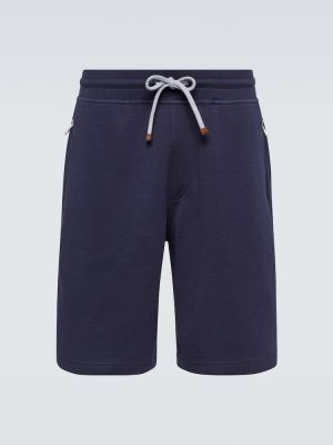 Pantaloncini di cotone Brunello Cucinelli blu