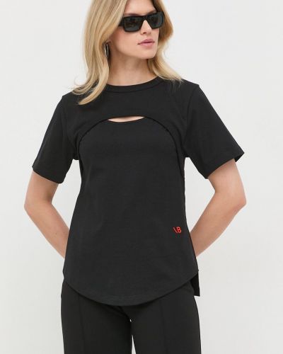 Bavlněné tričko Victoria Beckham černá barva
