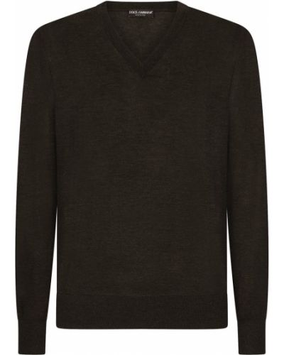 Кашмирен пуловер с v-образно деколте Dolce & Gabbana сиво