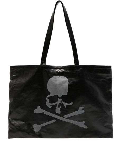 Δερμάτινη τσάντα shopper με σχέδιο Mastermind World μαύρο