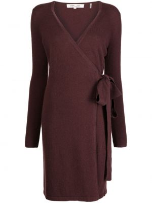 Koktejl obleka z v-izrezom Dvf Diane Von Furstenberg rjava