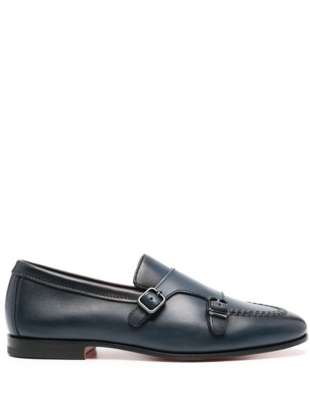 Leder monk schuhe mit schnalle Santoni blau