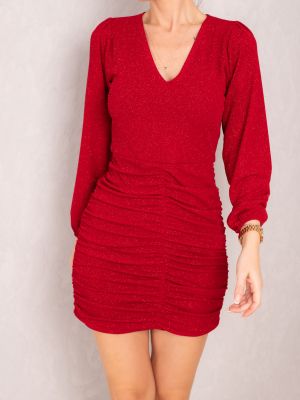 Mini suknele v formos iškirpte Armonika raudona