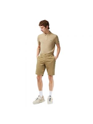 Pantalones cortos slim fit de algodón Lacoste beige