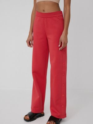 Emporio Armani pantaloni de trening femei, culoarea rosu, neted