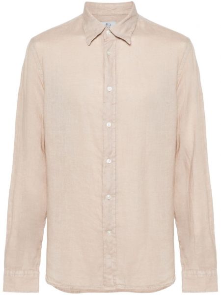 Chemise longue en lin avec manches longues Woolrich beige