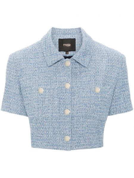 Tweed crop top Maje blå