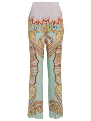 Pantaloni cu talie înaltă de mătase cu model paisley Etro
