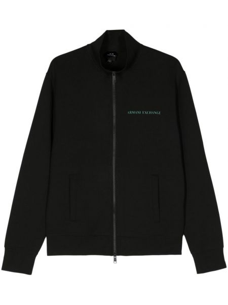 Džemperis ar rāvējslēdzēju ar apdruku Armani Exchange melns