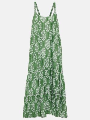 Květinové bavlněné midi šaty z lyocellu Juliet Dunn - zelená