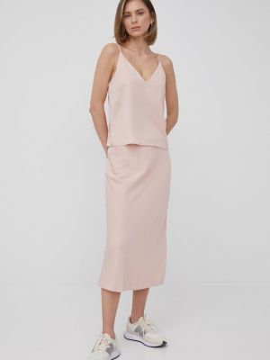Spódnica midi Calvin Klein różowa
