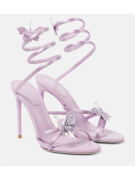 Сатенени сандали с панделка René Caovilla розово