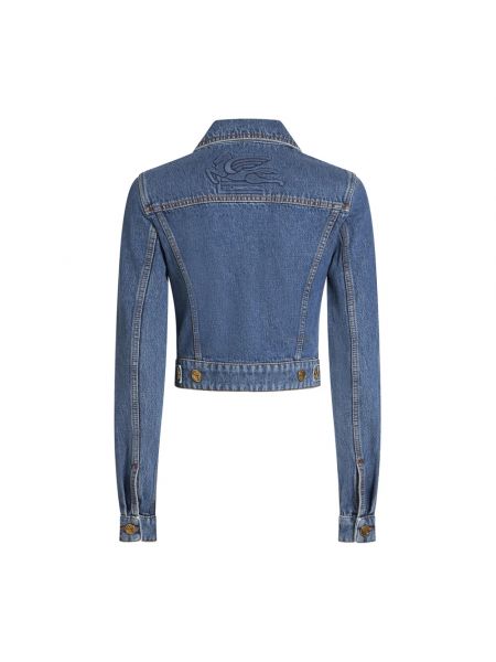 Haftowana kurtka jeansowa Etro niebieska