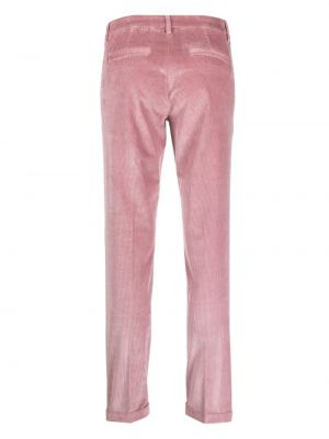 Slim fit manšestrové kalhoty Fay růžové