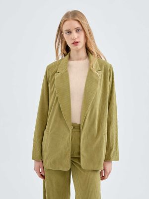 Женский вельветовый пиджак с воротником с лацканами Compañía Fantástica зеленый