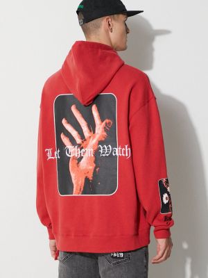 Pamučna hoodie s kapuljačom Ksubi crvena