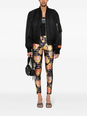 Legginsy z nadrukiem w serca Versace Jeans Couture czarne