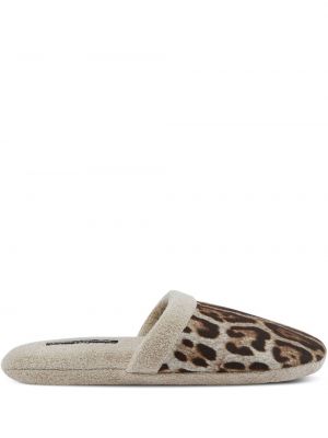 Domáce papuče s potlačou s leopardím vzorom Dolce & Gabbana