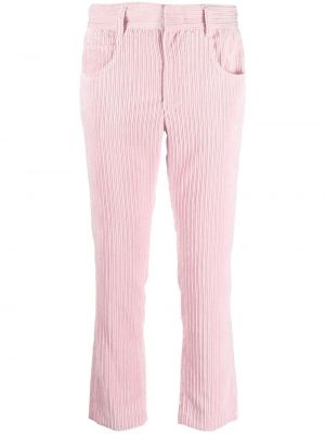 Ravne hlače iz rebrastega žameta Isabel Marant roza