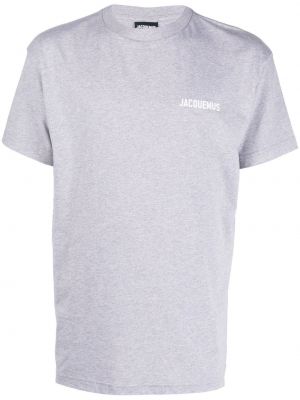 Bombažna majica s potiskom Jacquemus siva