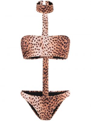Bañador con estampado leopardo Reina Olga marrón