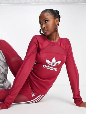 Асимметричный топ с вырезом Adidas Originals бордовый