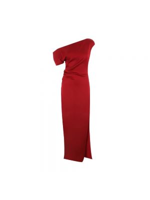 Satynowa sukienka długa Del Core czerwona