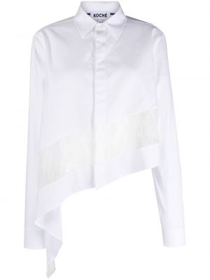 Asimetrična srajca s čipko Koché bela