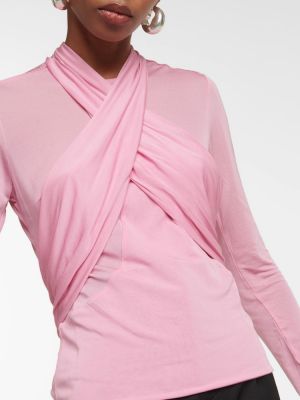 Drapovaný průsvitný top jersey Isabel Marant růžový