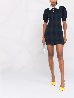Mini vestido de punto con estampado de rombos Alessandra Rich verde