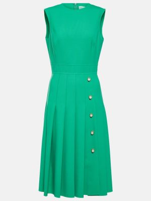 Πλισέ μάλλινη μίντι φόρεμα Oscar De La Renta πράσινο