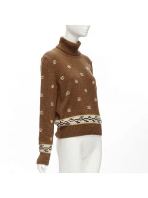 Sweter z kaszmiru Chanel Vintage brązowy
