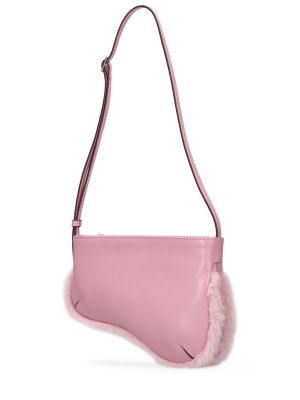 Kožená kabelka s kožíškem Manu Atelier růžová