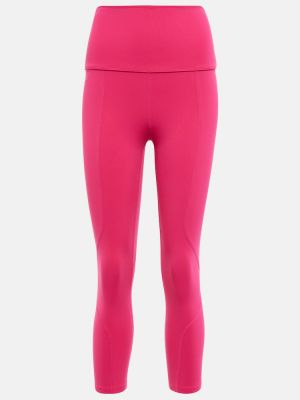 Pantaloni sport cu talie înaltă cu imprimeu geometric Live The Process roz