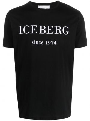 T-shirt brodé en coton Iceberg noir